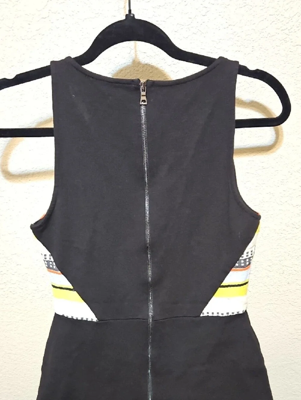 Weston Wear Black Skirt Two-Tone Striped Bodice Mini Dress